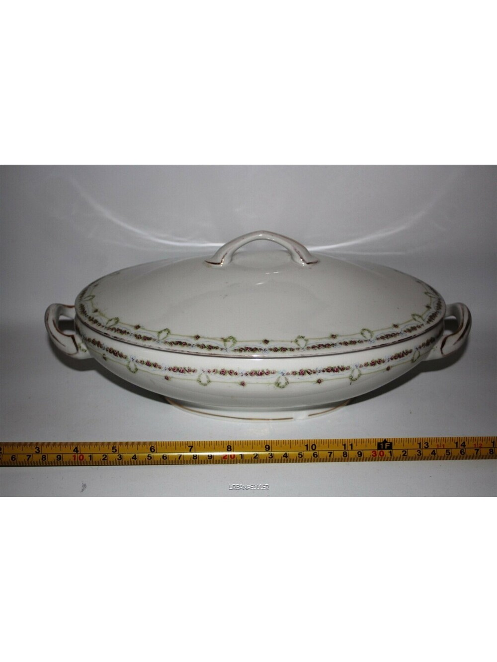 VICTORIA Covered Vegetable Dish #329*Floral Swag*Antique Austria 1900s*Carlsbad